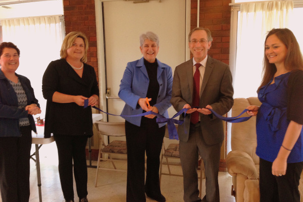 (L to R) OCES Executive Director Diana DiGiorgi; Plymouth Housing Authority Executive Director Dede Riendeau; Elder Affairs Secretary Ann Hartstein; Department of Housing and Community Development Undersecretary Aaron Gornstein; OCES Community Programs Director Nicole Long. 