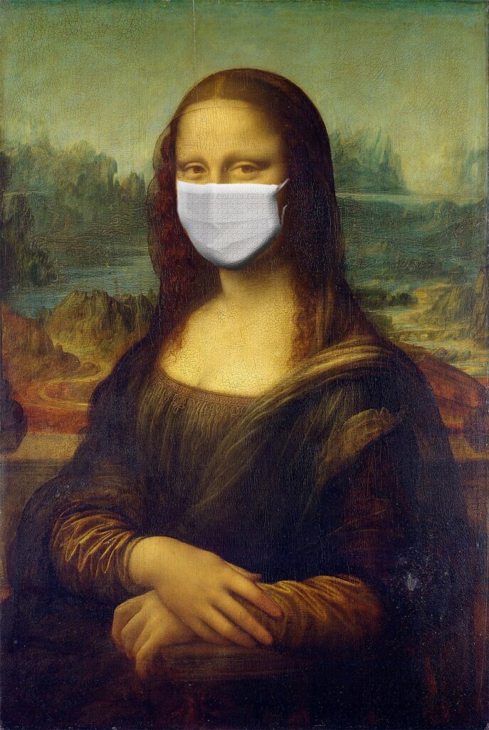 photo of Mona Lisa with a mask on during the COVID-19 crisis